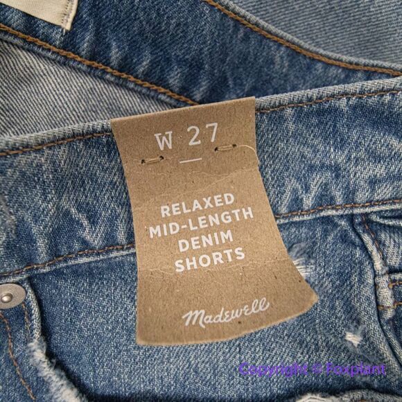 New! Madewell Relaxed Mid-Length Rigid Denim Shorts Brockport Wash size 27 - Picture 11 of 14